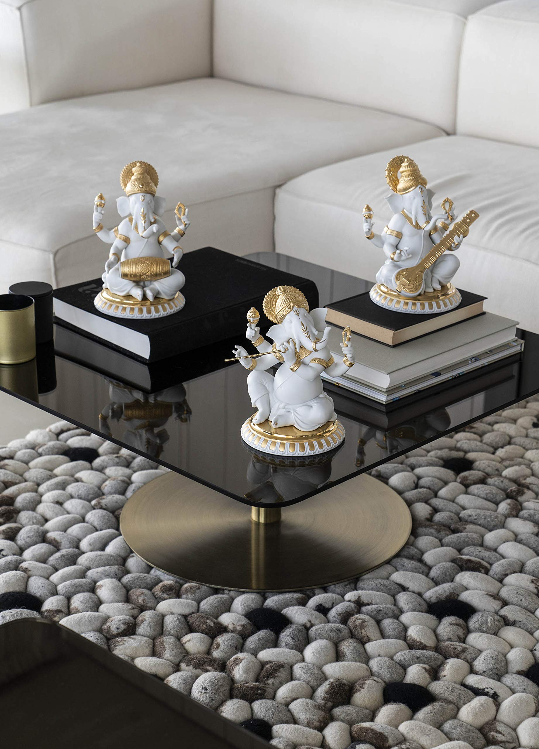 Lladró Sculture Ganesha con Mridangam figurina oro lustro