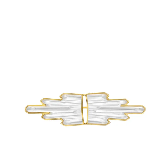Lalique Terramineral spilla cristallo ottone placcato oro