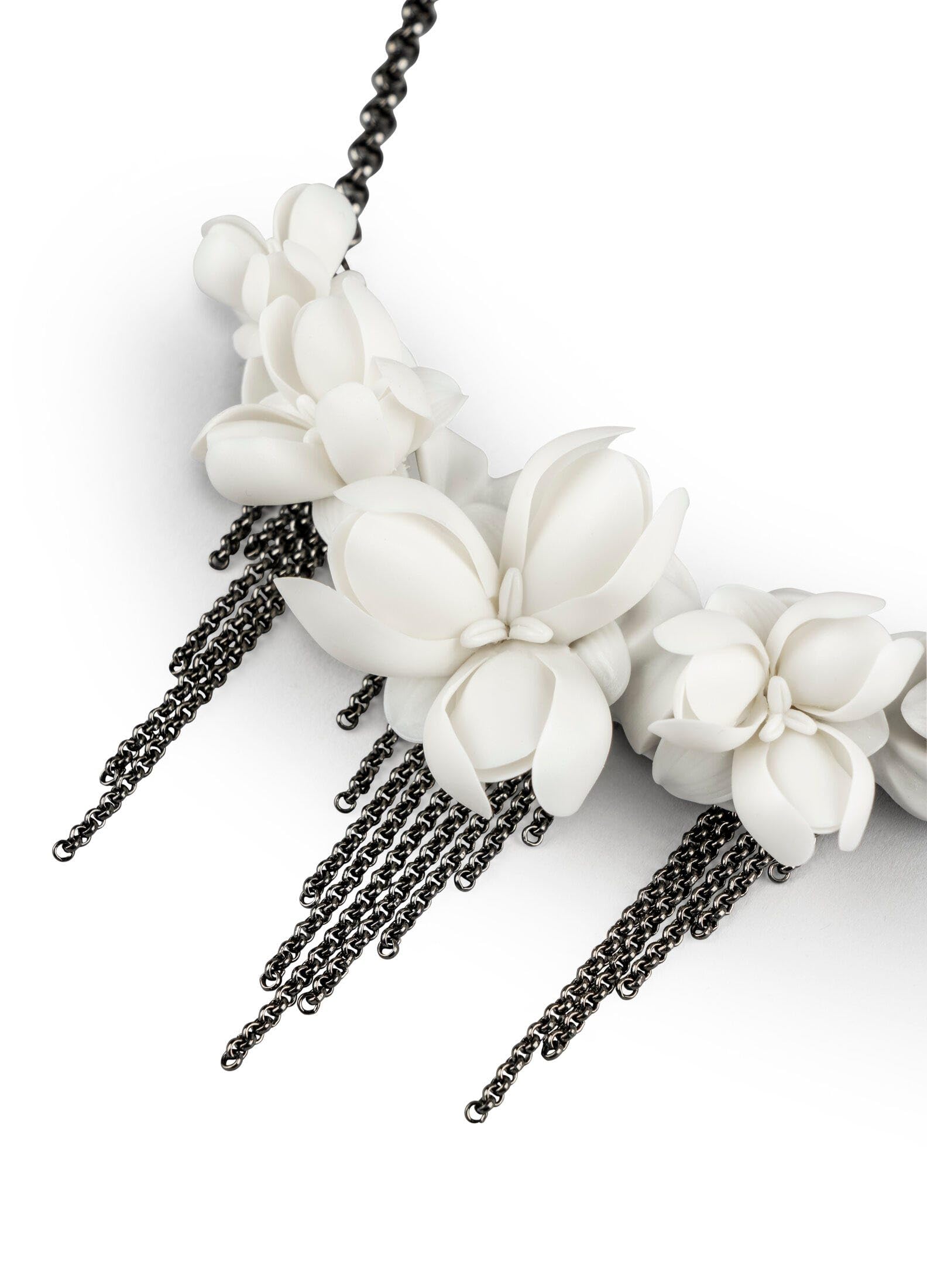 Lladró Gioielli Orchidea Collana in porcellana fiore bianco