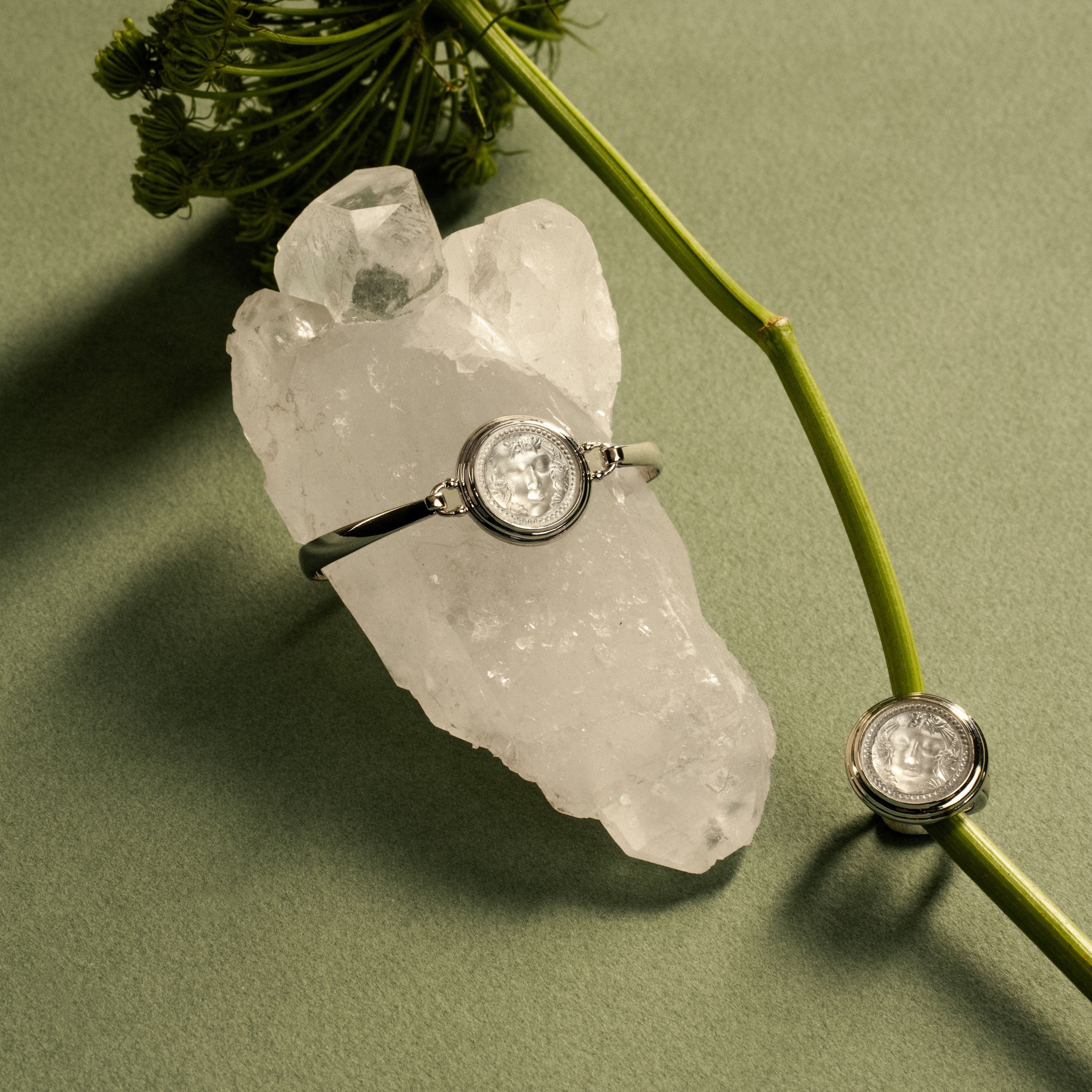 Lalique Arethuse Anello Tondo Argento Taglia 53