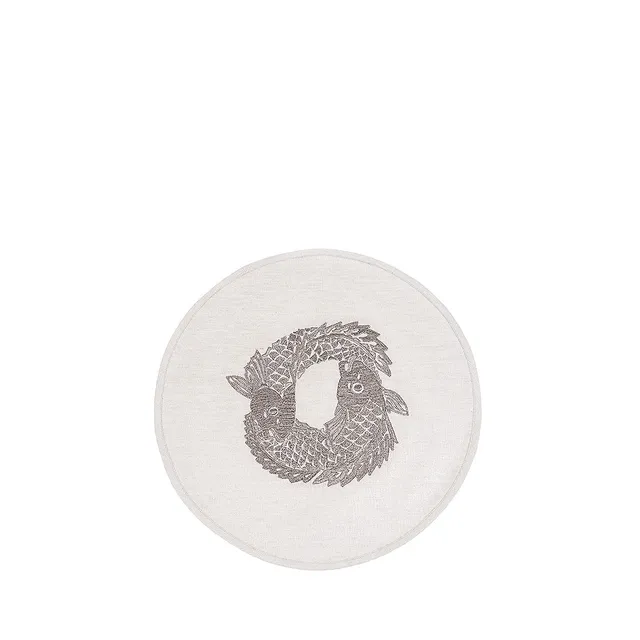 René Lalique Koi Circle tovaglietta ricamata carpa