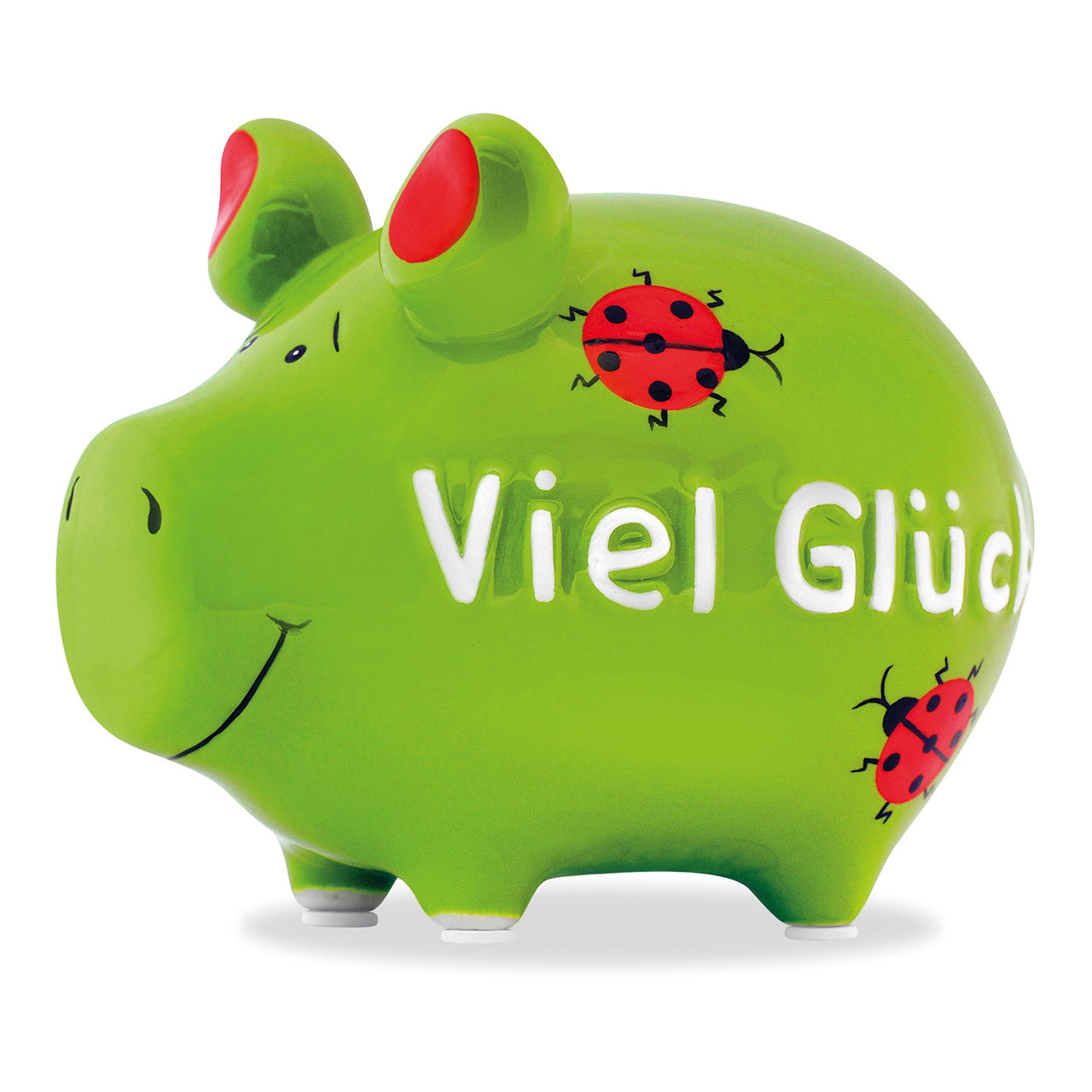 Sparschwein Viel Glück salvadanaio maialino ceramica verde rosso