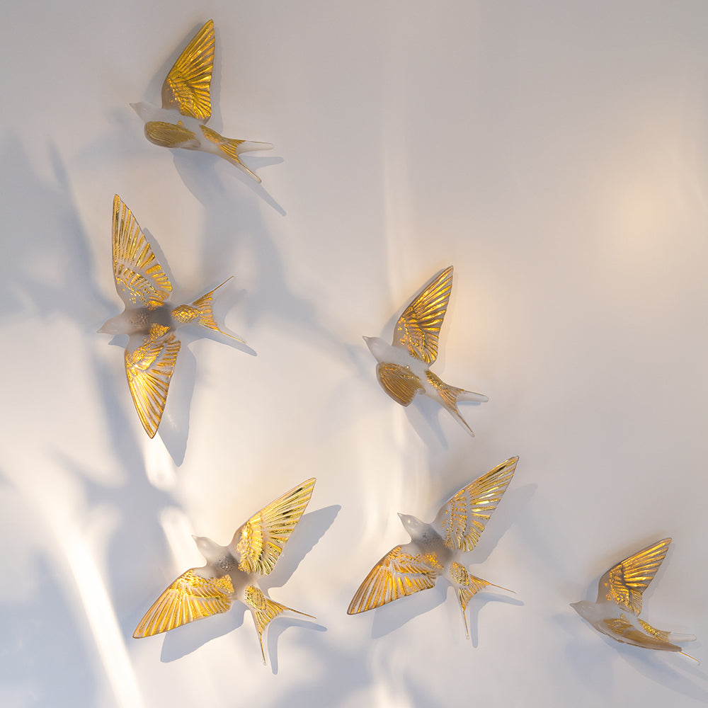 René Lalique Swallow scultura parete cristallo rondini