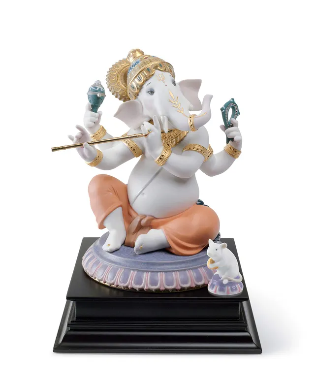 Lladró Alta Porcellana Ganesha con Bansuri statuetta edizione limitata