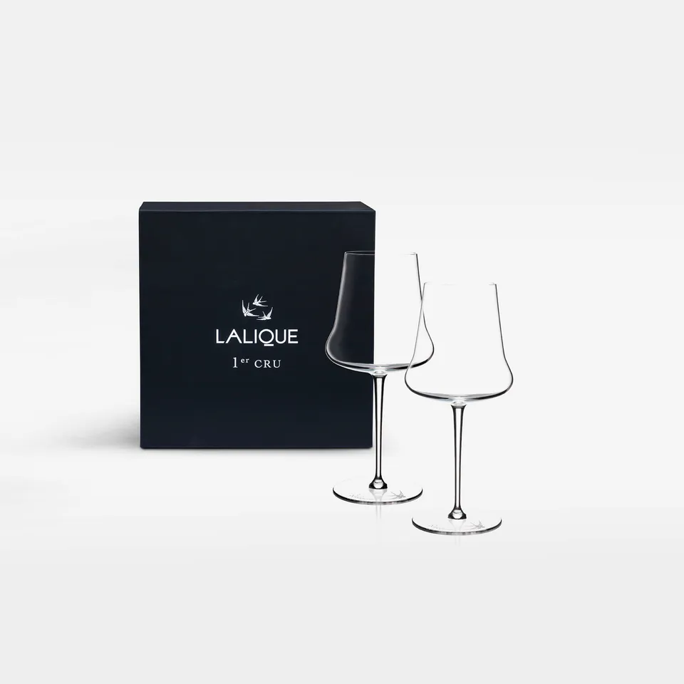 Lalique 1er Cru set 2 calici vino in cristallo