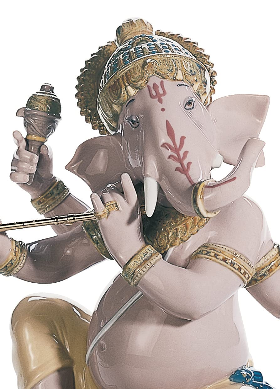 Lladró Sculture Ganesha con Bansuri statua ganesha porcellana