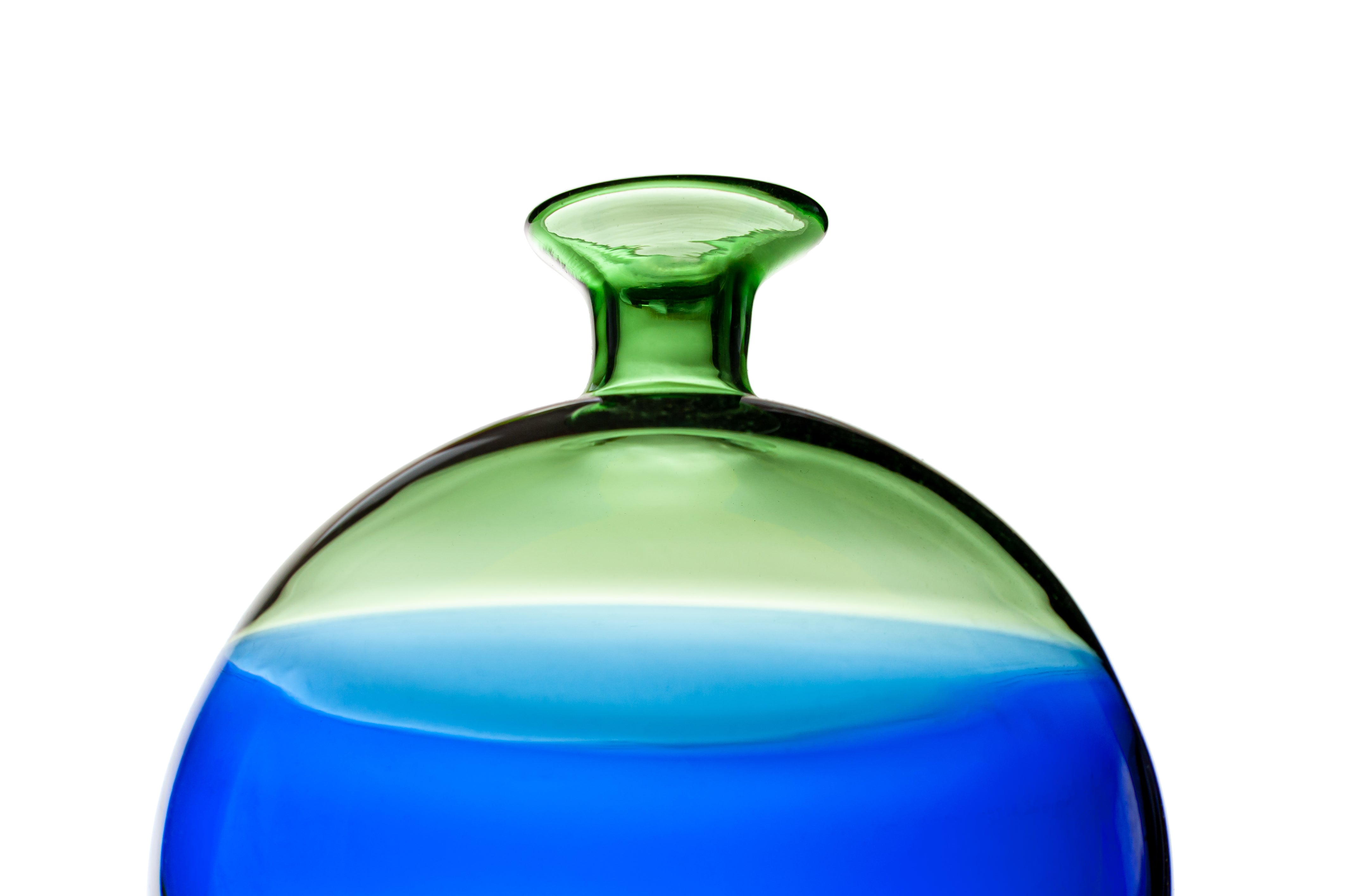 Vaporetto Dolcevita N°8 vaso vetro Murano 12 cm blu verde