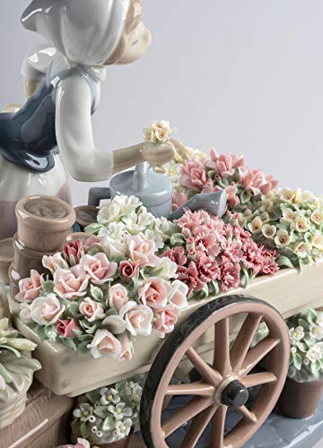 Lladró Donna Fioraia scultura alta porcellana fiori
