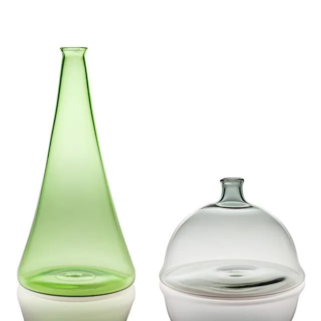 Vaporetto San Marco Duo set 2 vasi vetro Murano verde