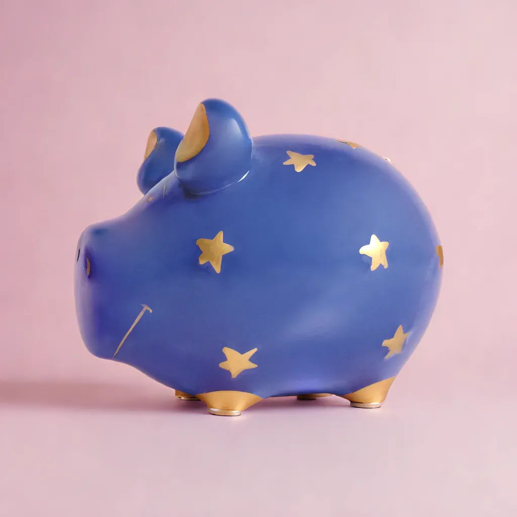 Sparschwein Company Kleinschweine Sternenzauber salvadanaio blu oro