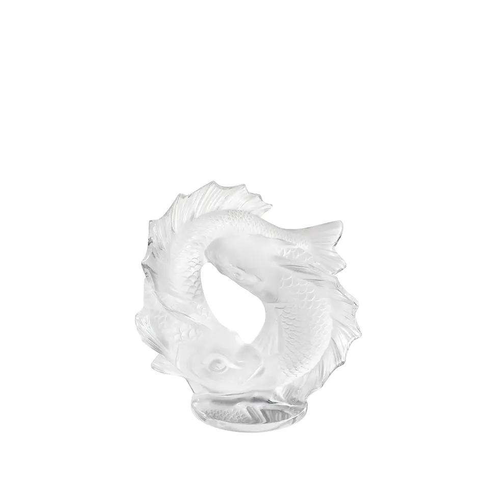 René Lalique Double Fish Scultura Pesci Cristallo Taglia S