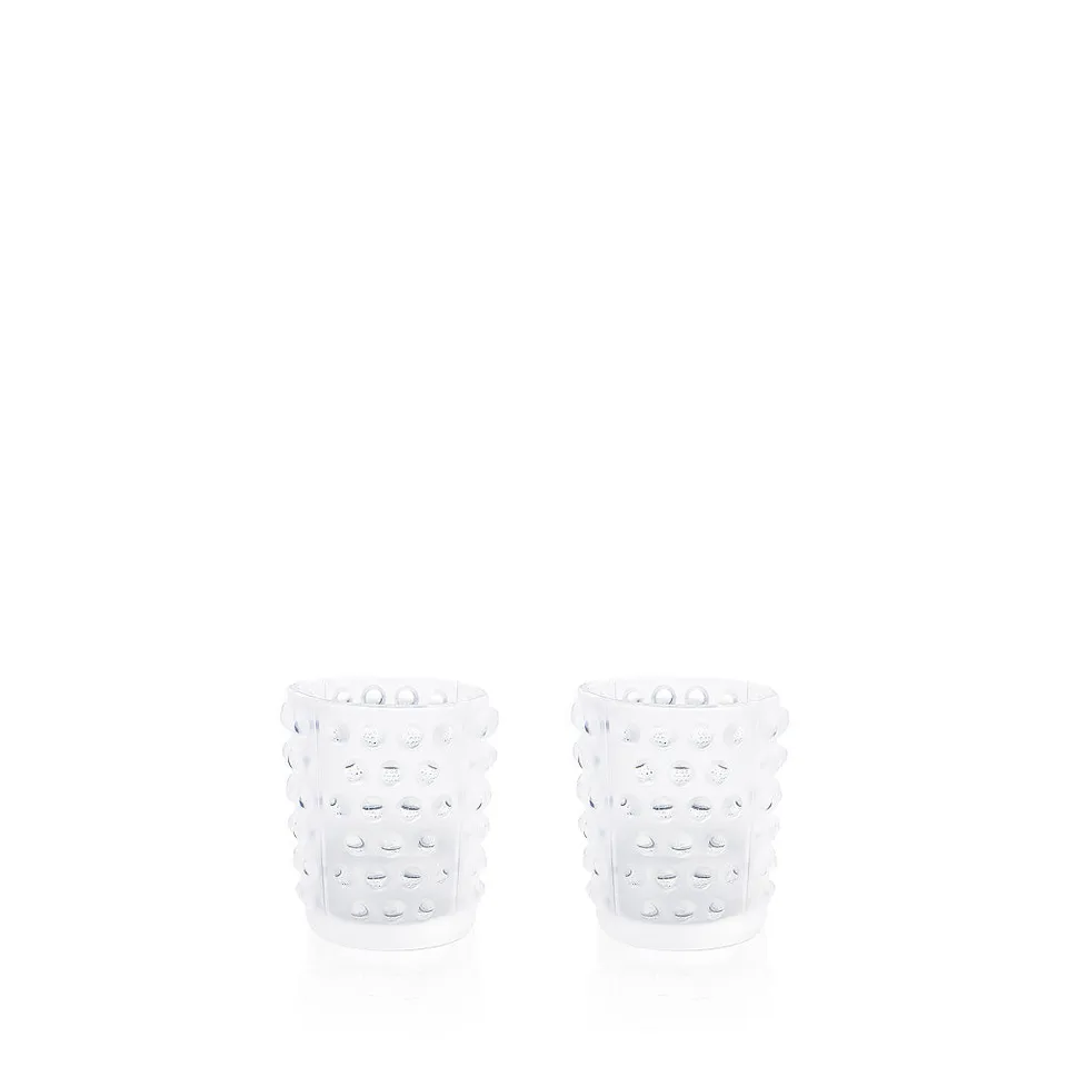 René Lalique Mossi set 2 portacandele vetro incolore