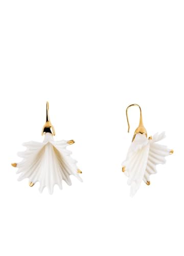 Lladró Actinia Orecchini Corti Porcellana Bianco Oro