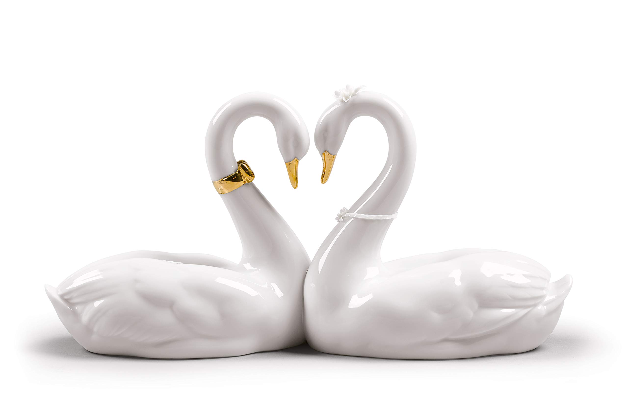 Lladró Cigni Amore Senza Fine figurina porcellana oro