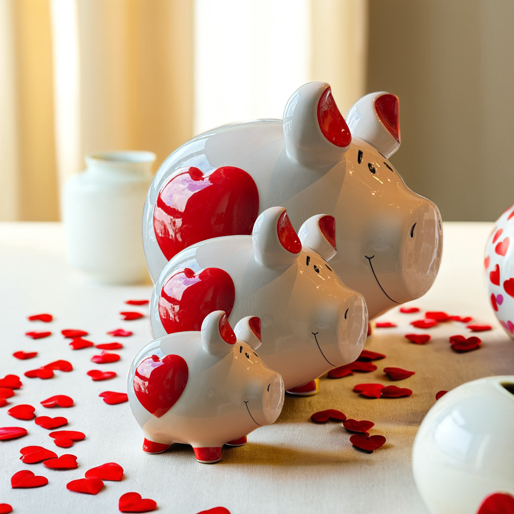 Sparschwein Company Herz salvadanaio maialino piccolo ceramica rossa