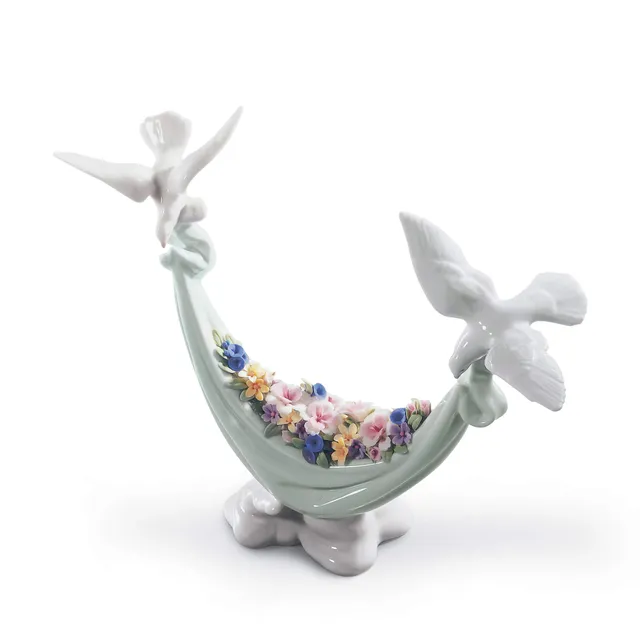 Lladró Sculture Fiori Dal Cielo figurina porcellana colombe