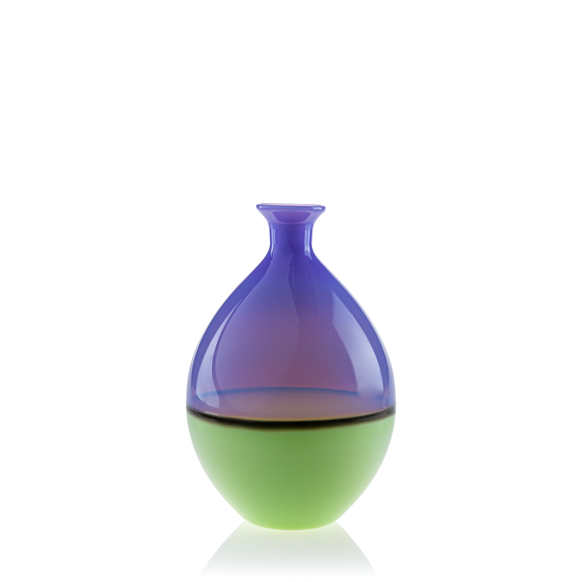 Vaporetto Lido vaso vetro Murano neon nero opaco H 13 cm