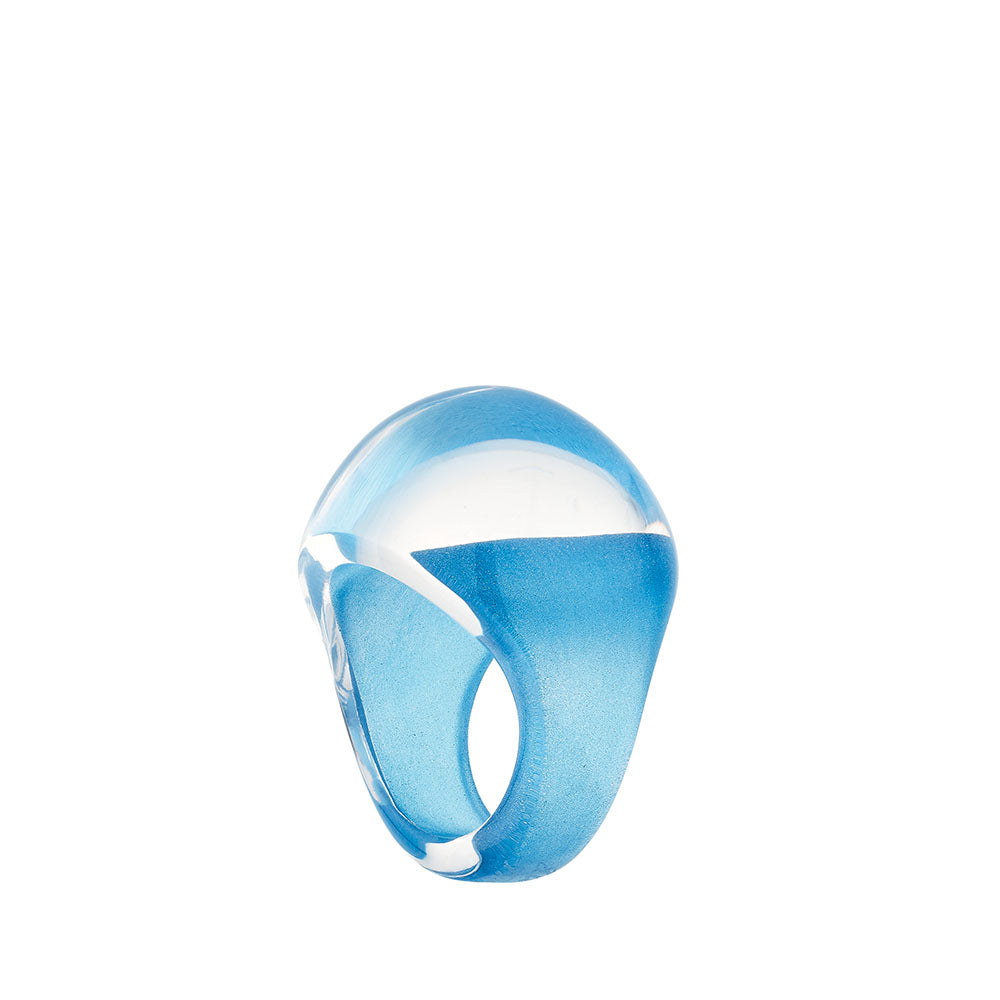Lalique Cabochon anello cristallo donna patina blu misura