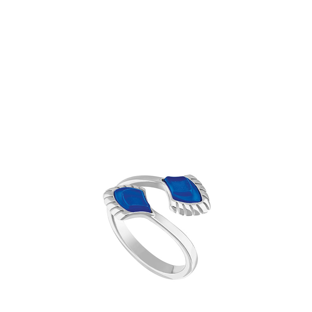 Lalique Paon anello argento cristallo blu misura 51