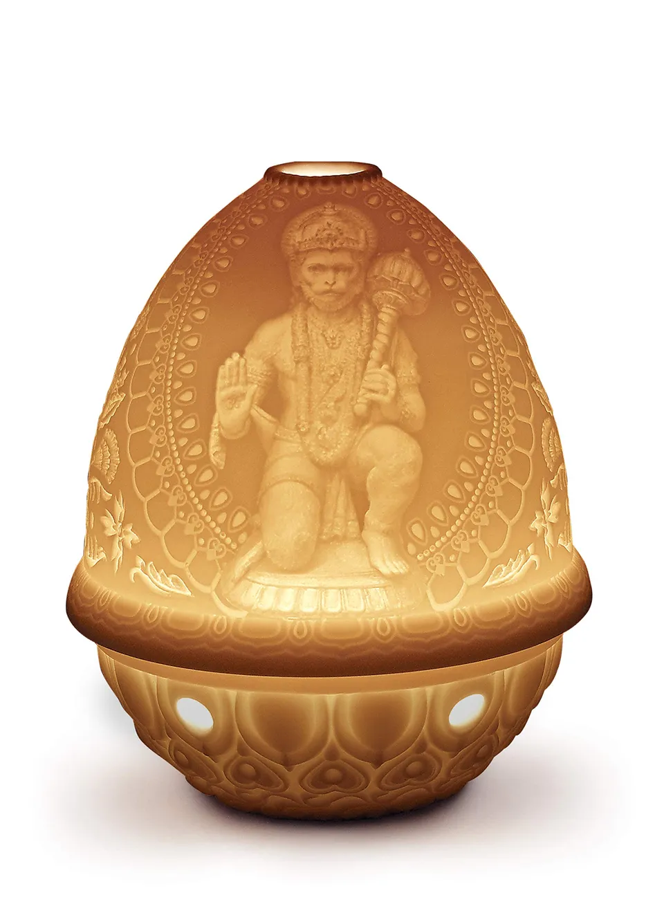 Lladró Hanuman litofania porcellana LED ricaricabile