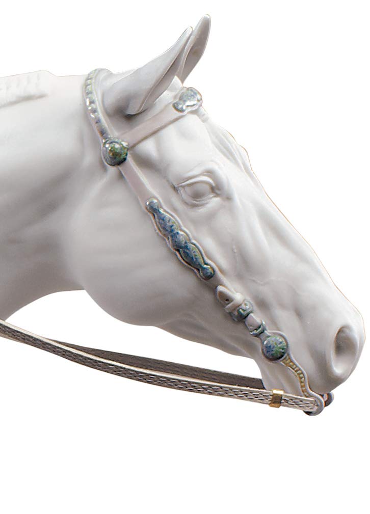 Lladró Alta Porcellana Quarter Horse bianco scultura cavallo