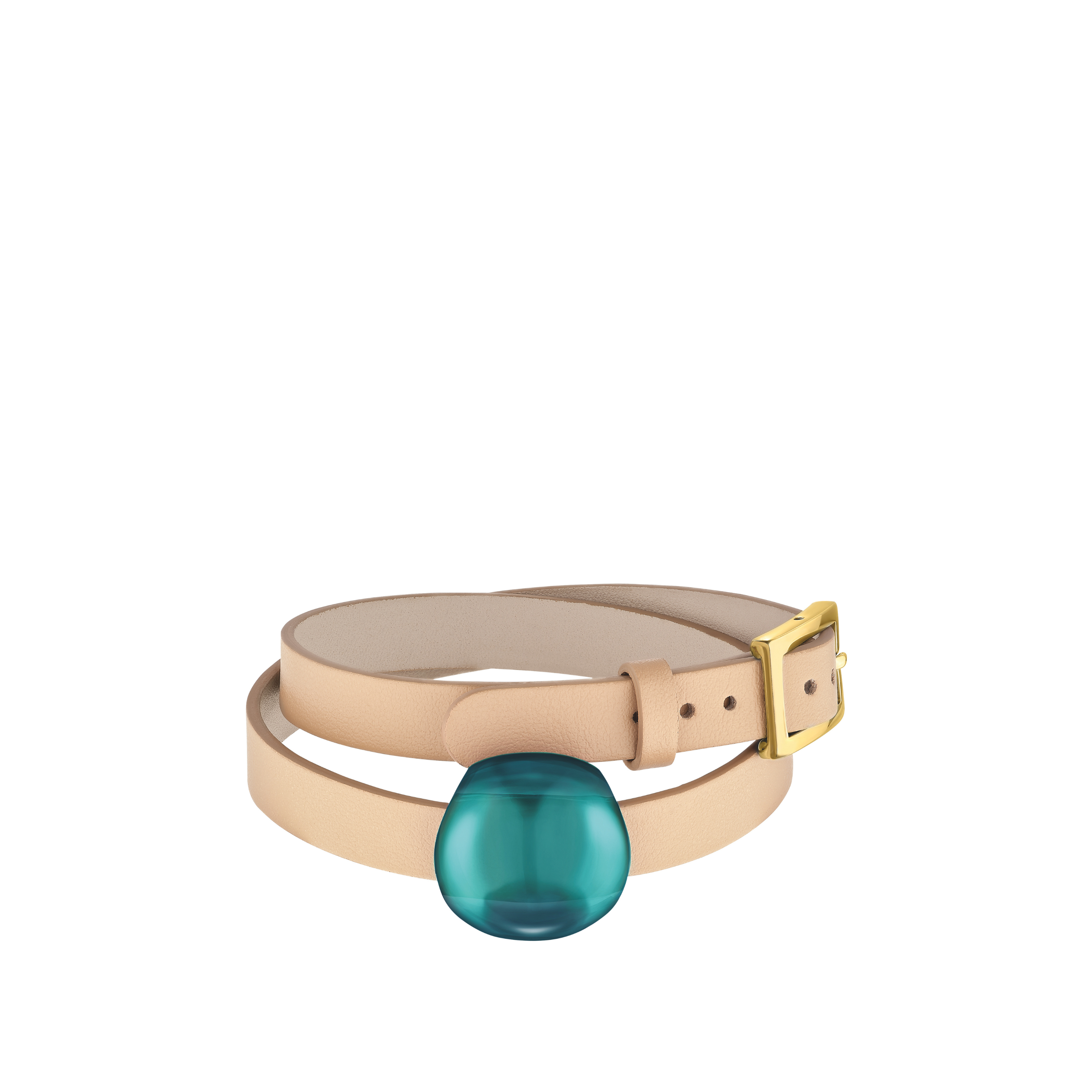 Lalique Cabochon bracciale pelle verde profondo