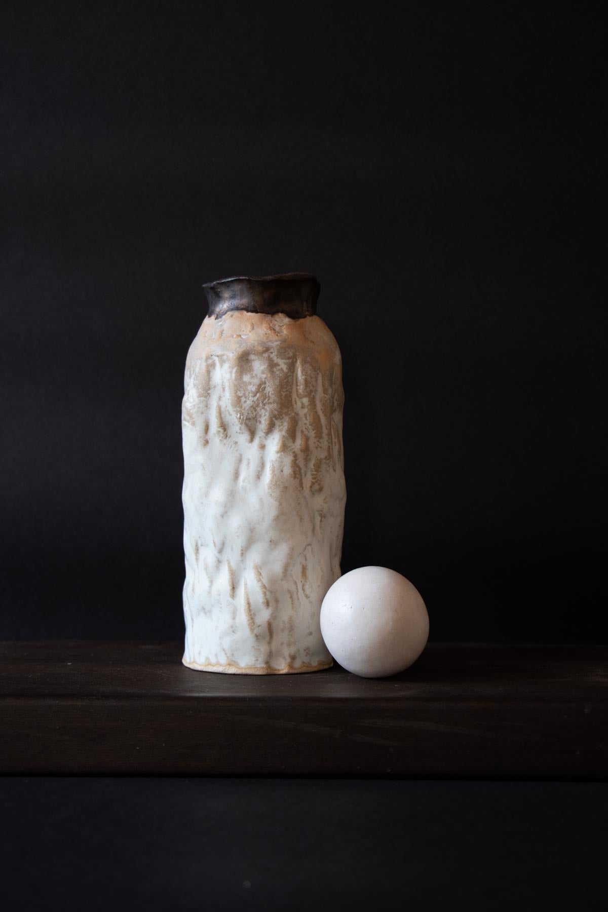 ClaireLune Yang I vaso decorativo bianco grès con sfera