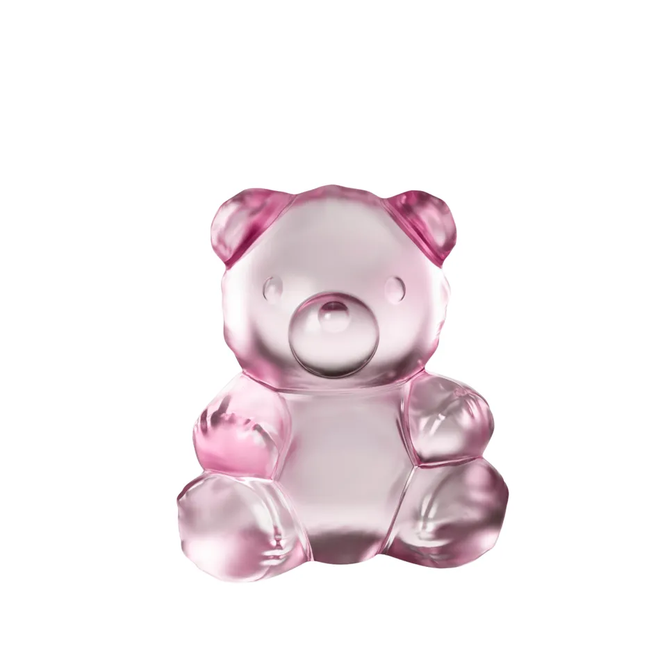 René Lalique Teddy Air scultura orso cristallo rosa L