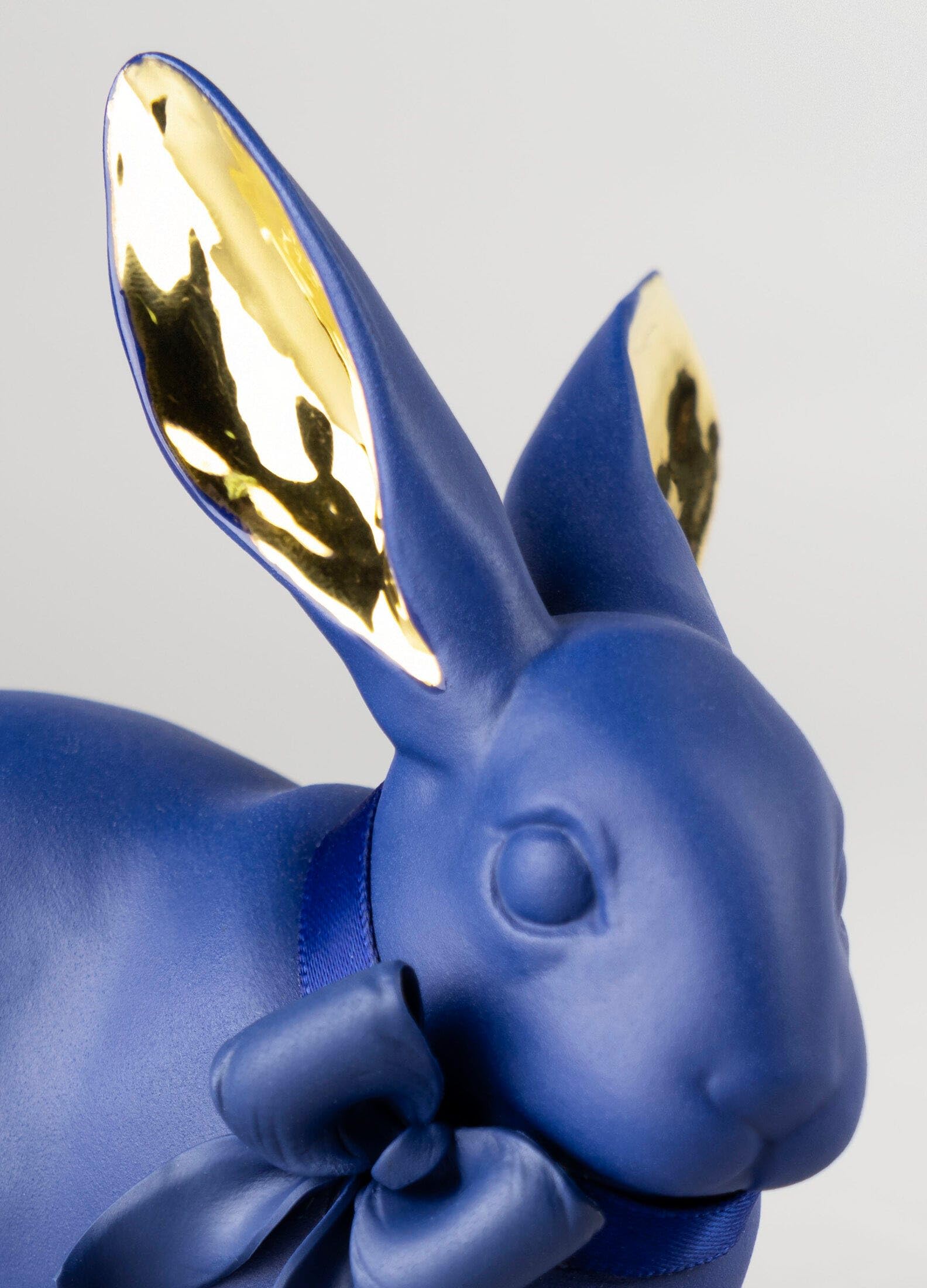 Lladró Coniglio litofania azzurro oro porcellana decorativa