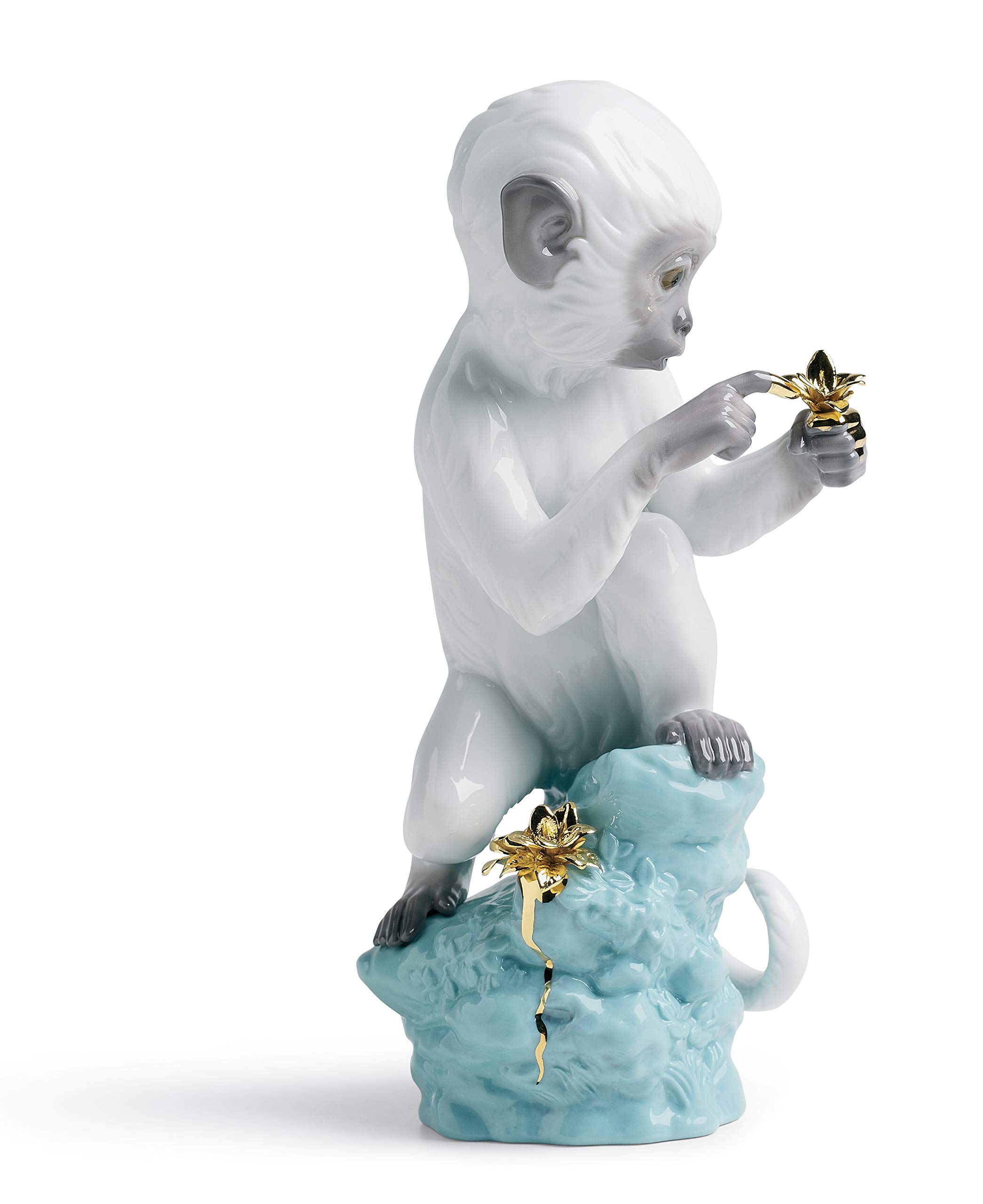 Lladró Sculture Curiosità figurina scimmia turchese