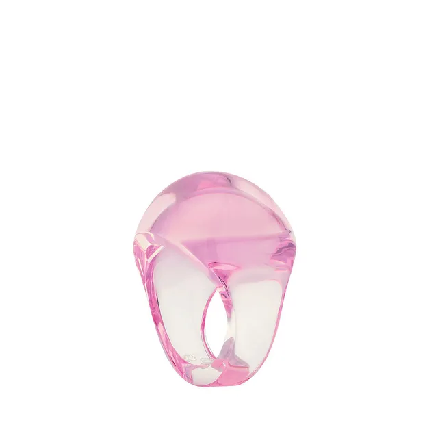 René Lalique Cabochon Anello Cristallo Rosa Misura 49