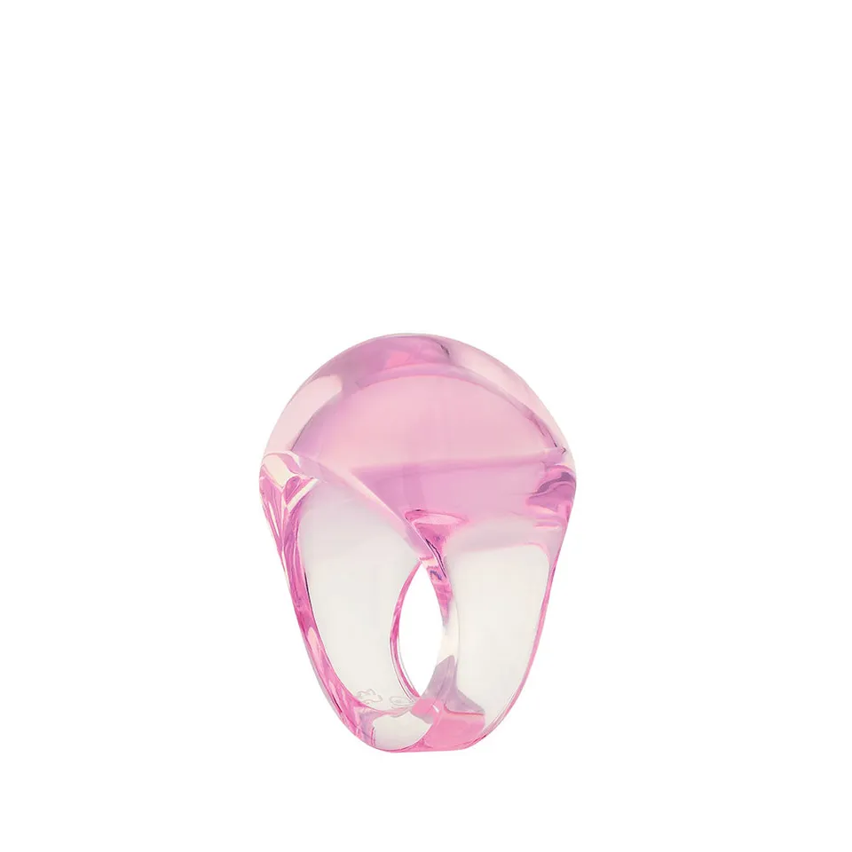 René Lalique Cabochon Anello Cristallo Rosa Misura 49