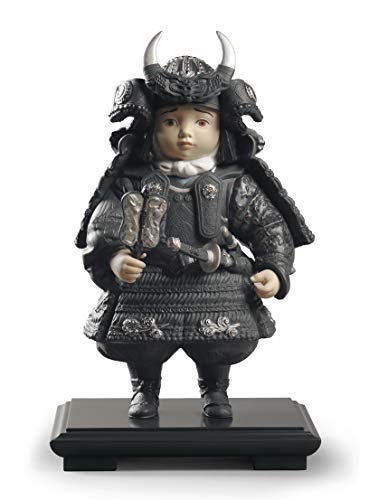 Lladró Alta Porcellana Bambino Samurai scultura lustro argento