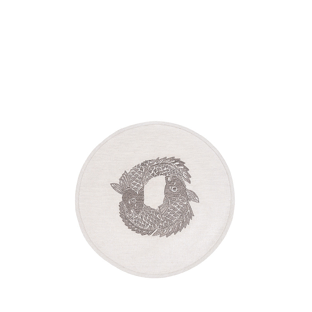 René Lalique Koi Circle tovaglietta ricamata carpa