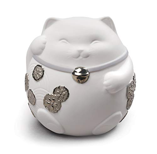 Lladró Maneki Neko I figurina gatto porpora lustro argento