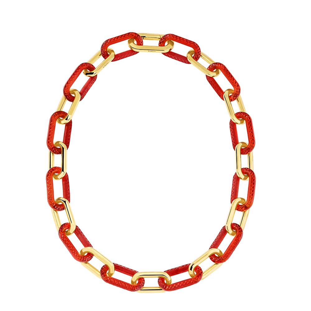 Lalique Empreinte Animale Collana 12 Cristalli Rossi