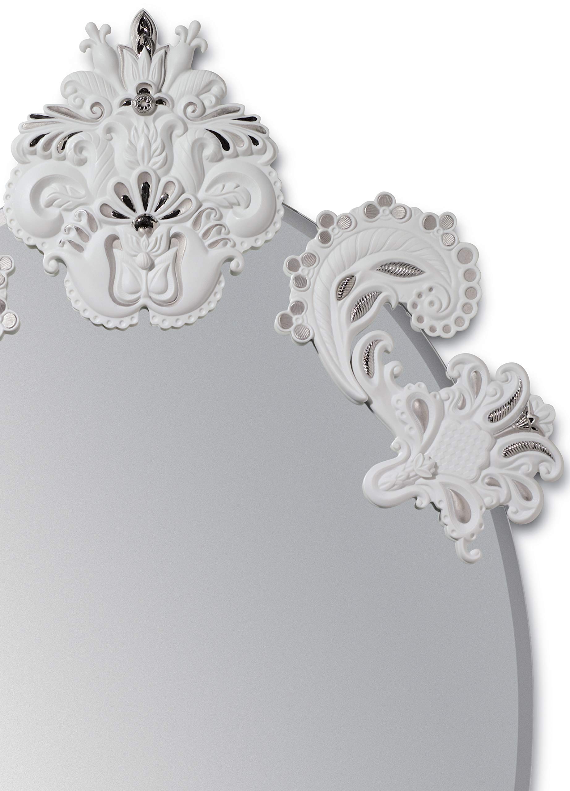 Lladró Accessori Decorativi Specchio ovale parete argento bianco porcellana