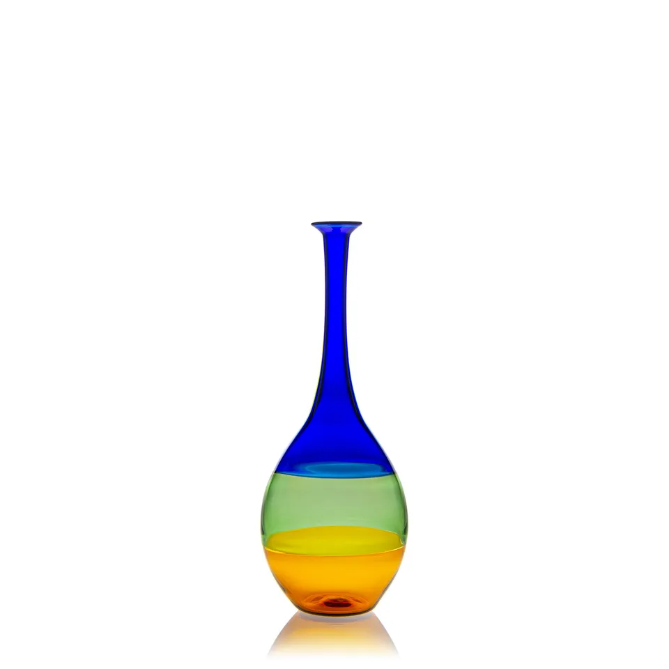Vaporetto Dolcevita N°3 vaso Murano incalmo blu 17 cm