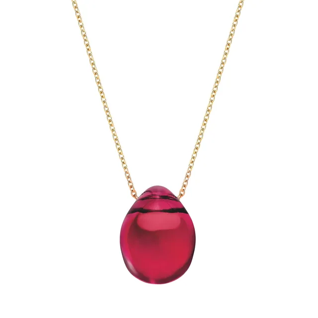 René Lalique Cabochon ciondolo rosso ottone dorato