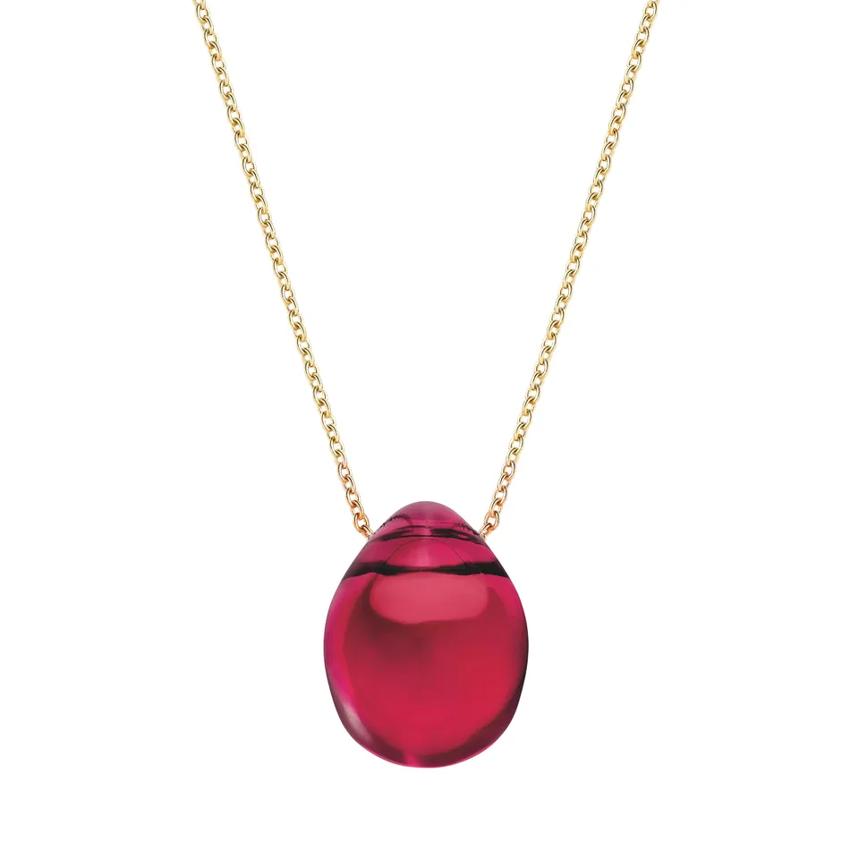 René Lalique Cabochon ciondolo rosso ottone dorato