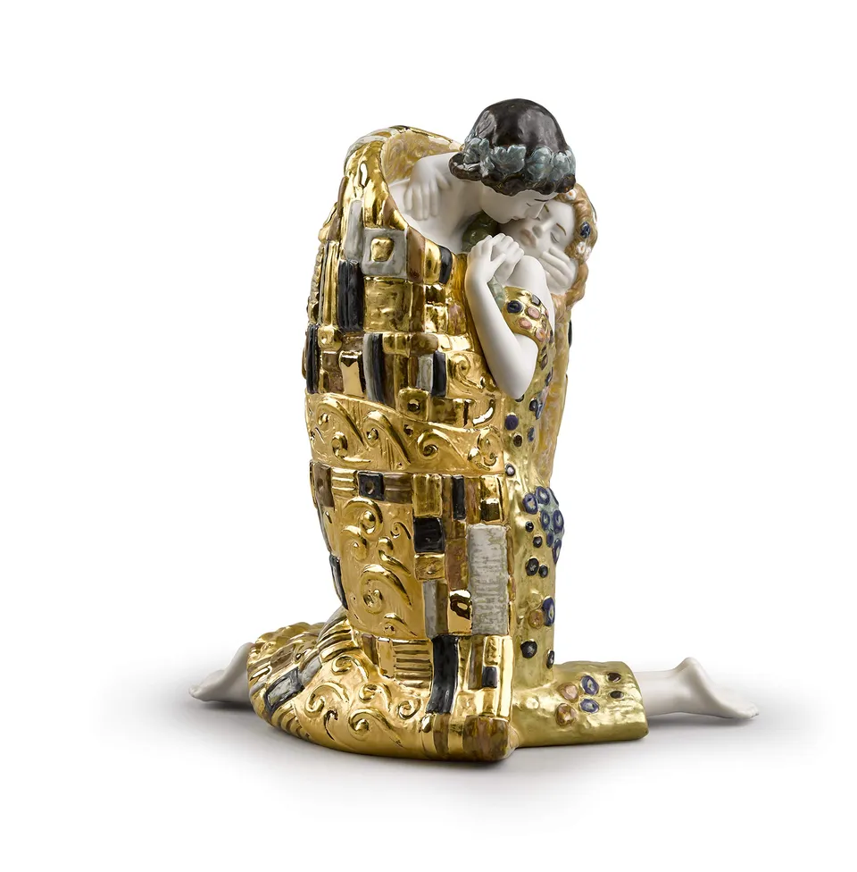 Lladró Alta Porcellana Bacio di Klimt scultura oro