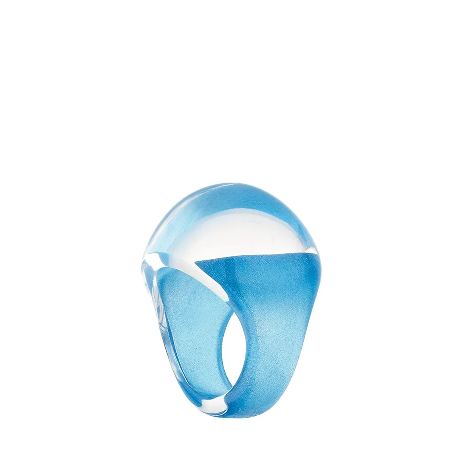 Lalique Cabochon anello cristallo donna patina blu misura
