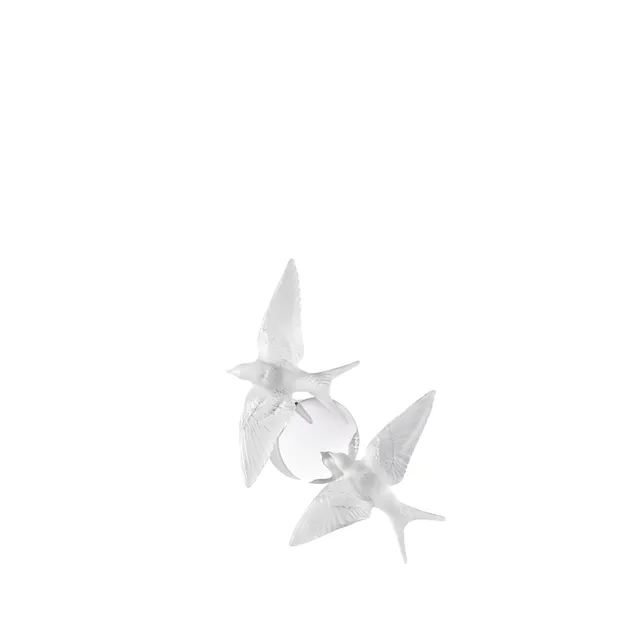 René Lalique 2 Swallows Applique Rondini Cristallo