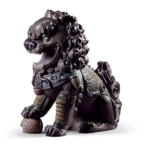 Lladró Alta Porcellana Scultura Leone orientale nero porcellana
