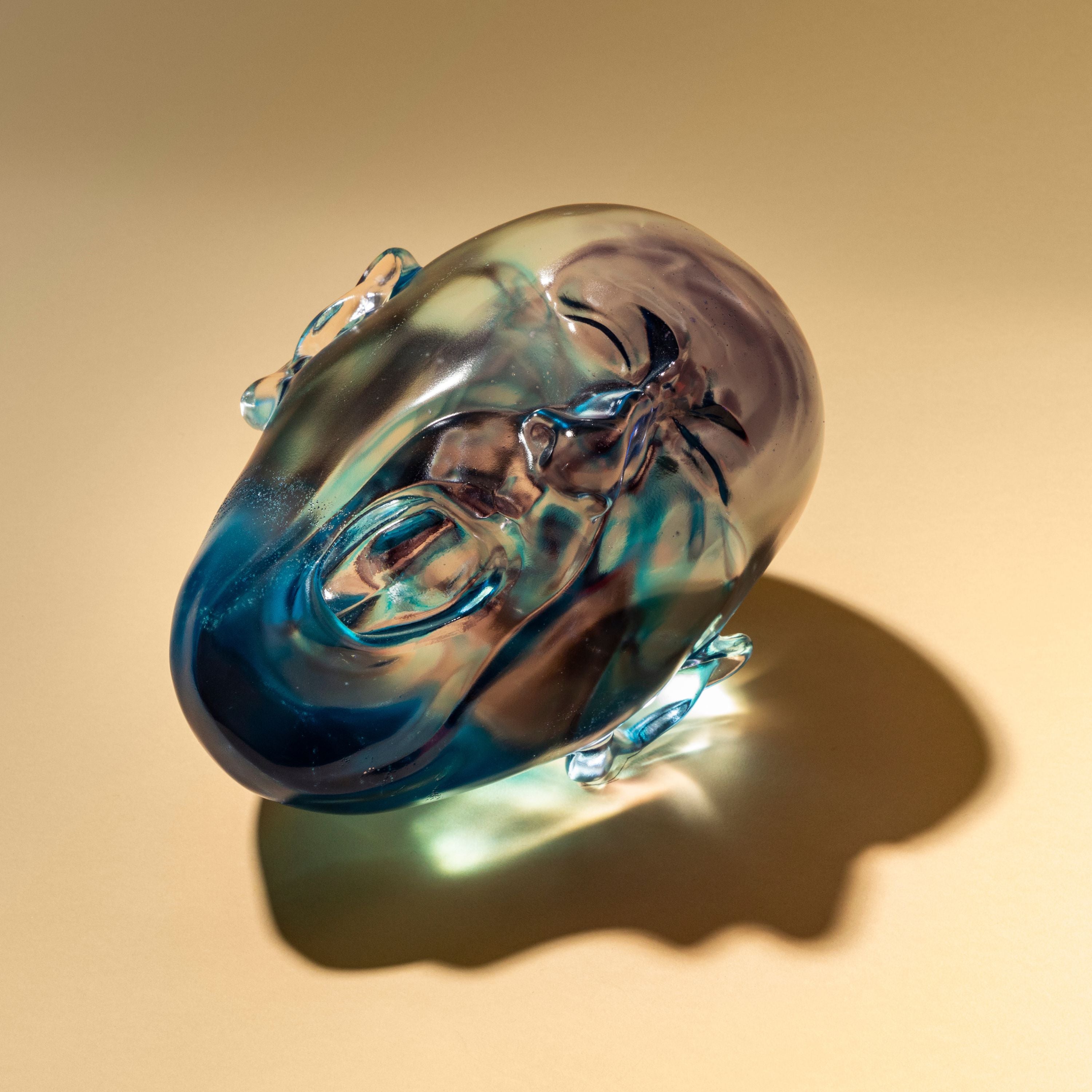 Lalique Art Yawning Man Fang Lijun Scultura Blu L