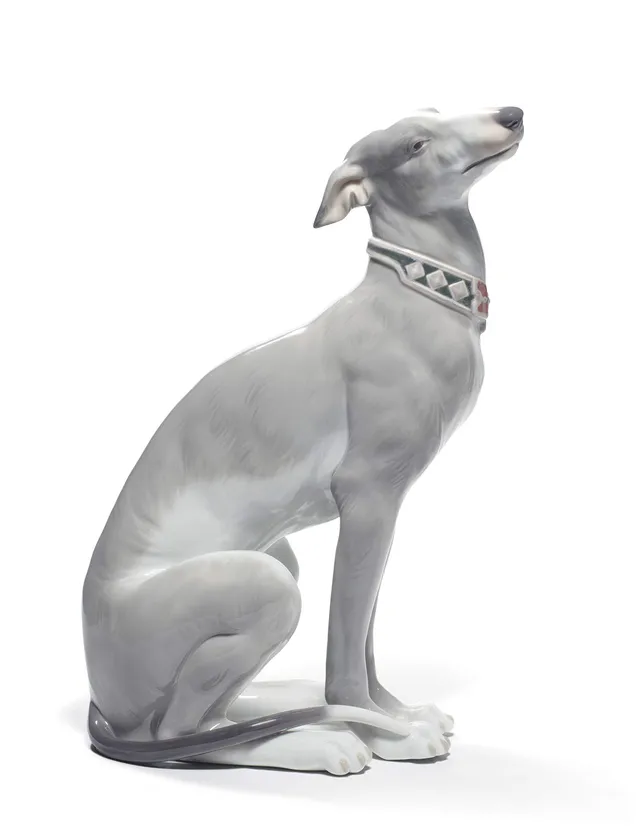 Lladró Sculture Levriero Attento figurina porcellana cane whippet