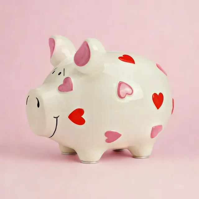 Sparschwein Company Mittelschweine Herzchen salvadanaio bianco rosa