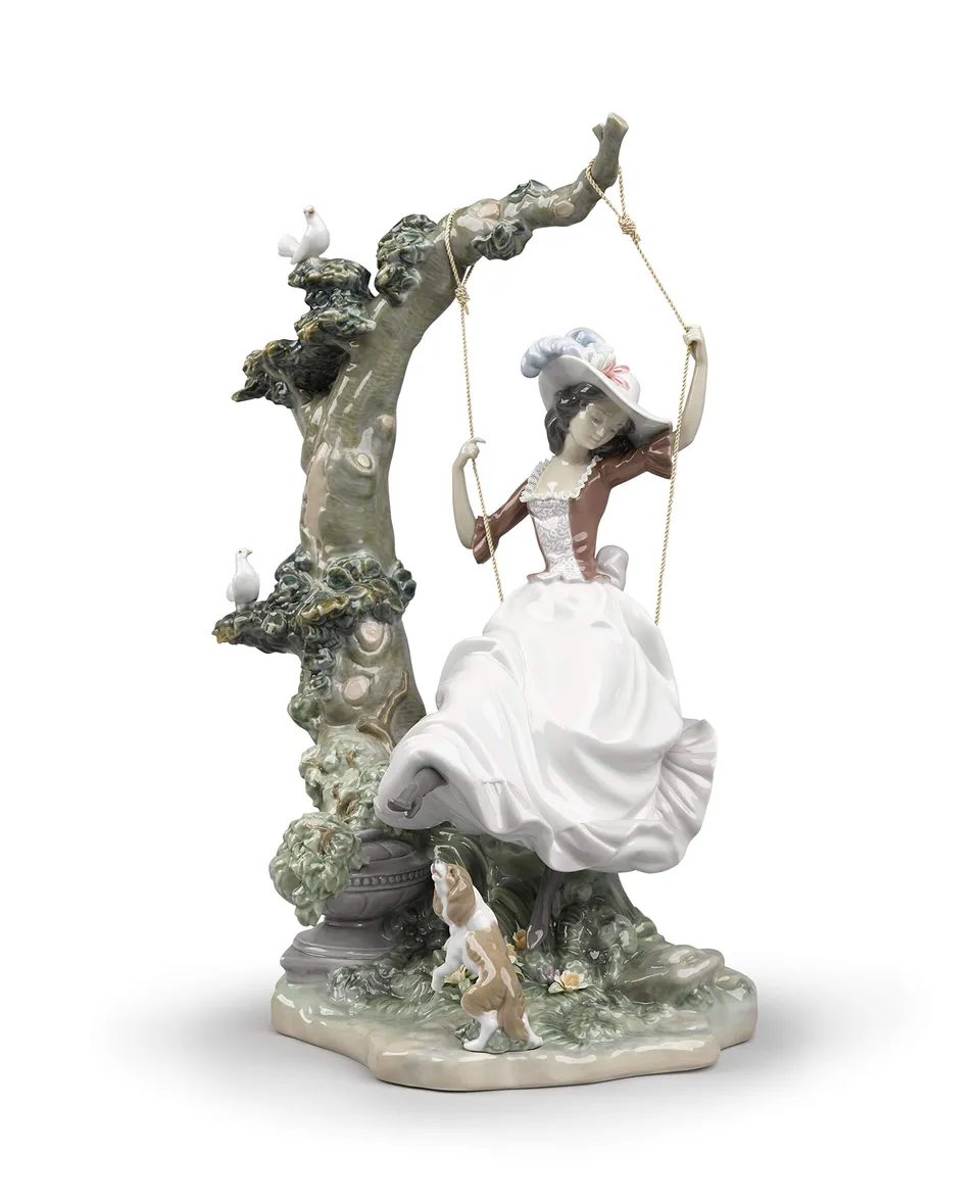Lladró Sculture Donna Dondolandosi figurina porcellana donna