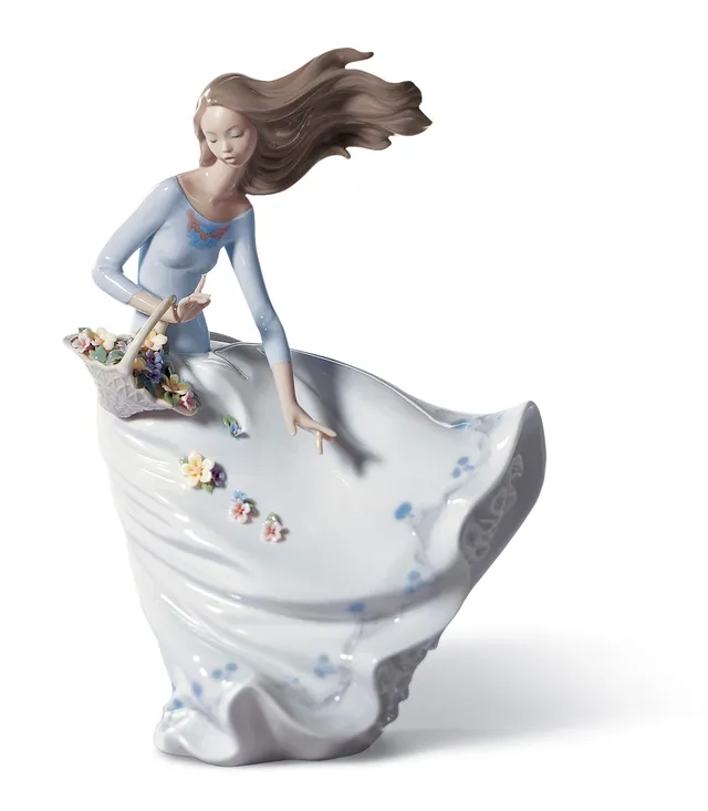 Lladró Profumi Al Vento figurina donna porcellana fiori