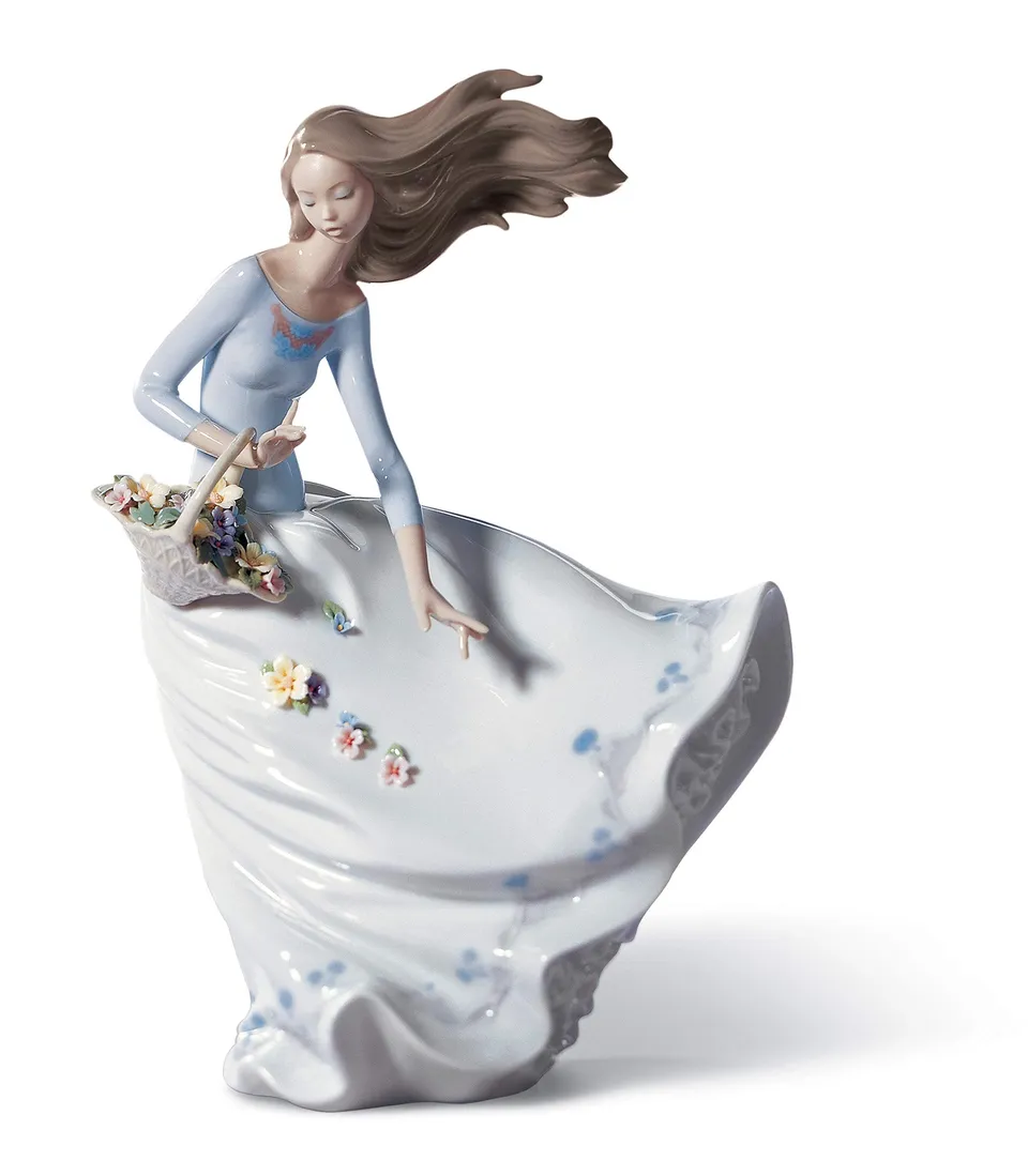 Lladró Profumi Al Vento figurina donna porcellana fiori